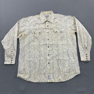 Panhandle Slim Shirt Mens Extra Large Beige Western Sawtooth Pearl Snap Paisley